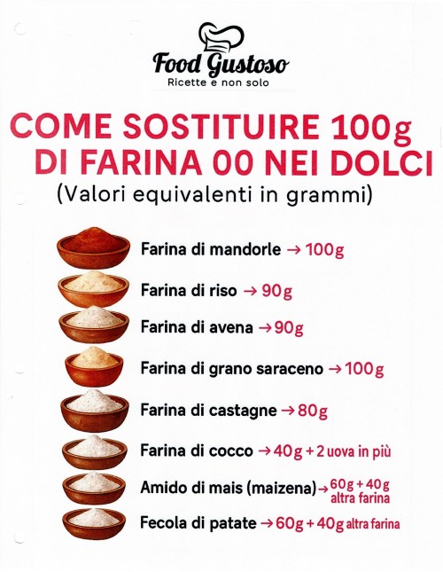 Come sostituire 100 gr di farina 00 nei dolci